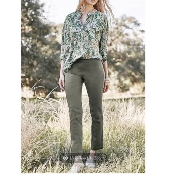 J. Jill Coriander Green Essential Cotton Stretch Ankle Pants 10P - Picture 2 of 8